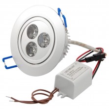 White Round LED Ceiling Recessed Lamp Downlight 3W 3 x 1W 6000K